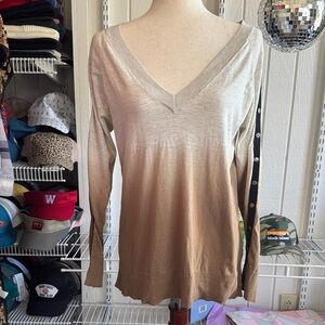Caryn Vallone V-Neck Gradient Long Sleeve Sweater